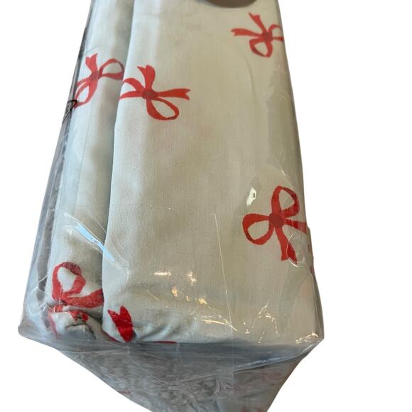 Cath Kidston London Holiday Red Bows Cotton FULL Sheet Set 4pc Sage Green NEW - Picture 2 of 15